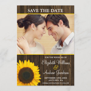 Gelbes Sonnenblumengestein-Foto Save the Date