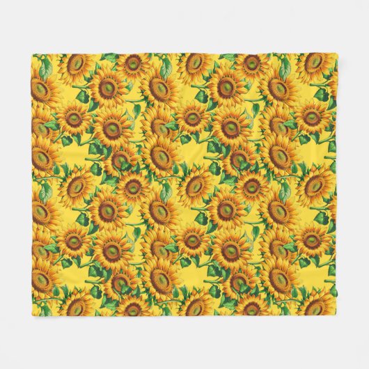 Gelbes Sonnenblumenmuster Fleecedecke (Vorderseite (Horizontal))