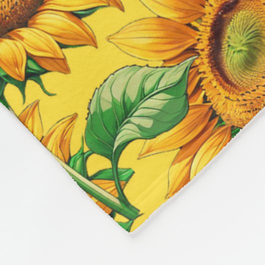 Gelbes Sonnenblumenmuster Fleecedecke (Ecke)