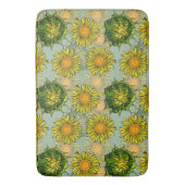 Gelbes Sonnenblumenmuster im Aquamarinen Hintergru Badematte (Vorderseite Vertikal)
