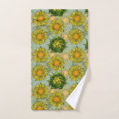 Gelbes Sonnenblumenmuster im Aquamarinen Hintergru Badhandtuch Set (Handtuch)