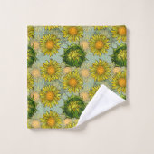 Gelbes Sonnenblumenmuster im Aquamarinen Hintergru Badhandtuch Set (Waschlappen)