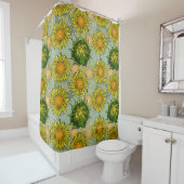 Gelbes Sonnenblumenmuster im Aquamarinen Hintergru Duschvorhang (Beispiel)