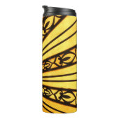 Gelbes Sonnenbrust-Radialmuster Thermosbecher (Nach rechts gedreht)