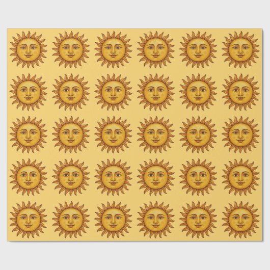 Gelbes Sonnenmuster. Geschenkpapier (Flach)