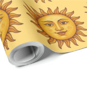 Gelbes Sonnenmuster. Geschenkpapier (Rolleneckpunkt)