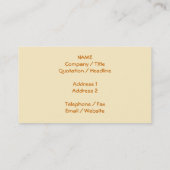 Gelbes Starfish-Muster Visitenkarte (Rückseite)