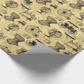 Gelbes Steampunk Muster-Packpapier Geschenkpapier (Ecke)