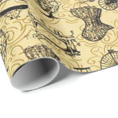 Gelbes Steampunk Muster-Packpapier Geschenkpapier (Rolleneckpunkt)