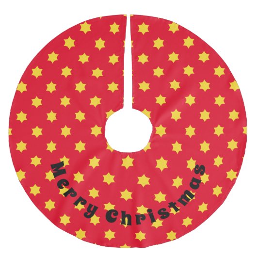 Gelbes Sternmuster Polyester Weihnachtsbaumdecke (Vorderseite)