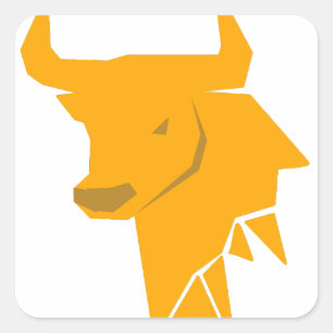 Gelbes Stier-Silhouette-Aufkleber   Mutiges Sternz Quadratischer Aufkleber