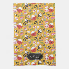 Gelbes Sushi Personalisiertes Niedliches Muster Geschirrtuch