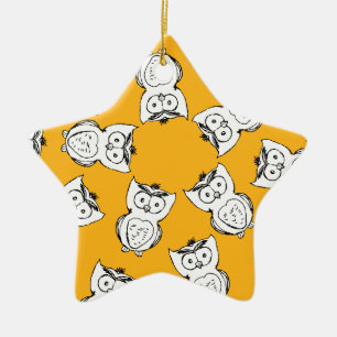 Gelbes Süße Tier Muster Cartoon Owl Muster Keramikornament
