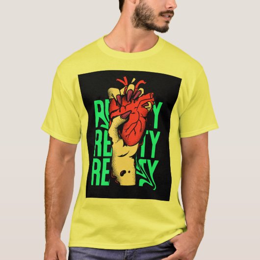 Gelbes T-Shirt mit Herz (Vorderseite)
