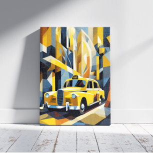 Gelbes Taxi Cubism Canvas Print Leinwanddruck