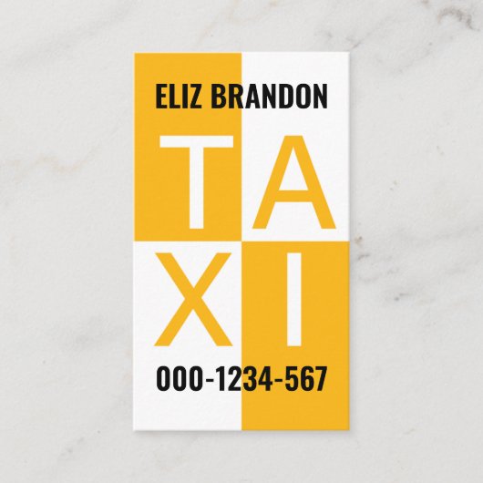 Gelbes Taxi Kästchen Fahren Visitenkarte (Vorderseite)