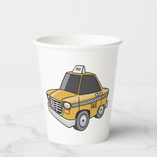 Gelbes Taxi Pappbecher (Vorderseite)