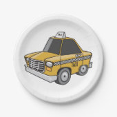 Gelbes Taxi Pappteller (Vorderseite)