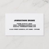 Gelbes Taxistand und Streifen im amerikanischen Ca Visitenkarte (Rückseite)