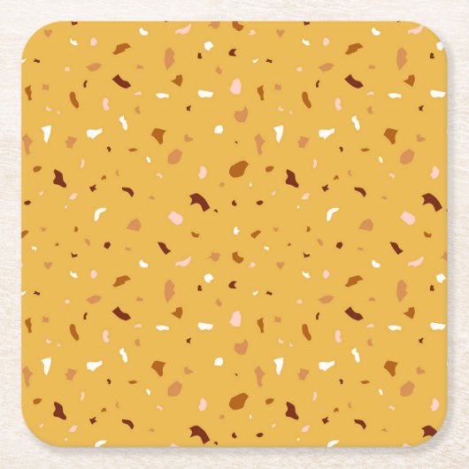 Gelbes Terrazzo-Muster Rechteckiger Pappuntersetzer (Vorderseite)
