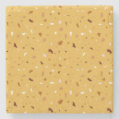 Gelbes Terrazzo-Muster Steinuntersetzer (Vorderseite)