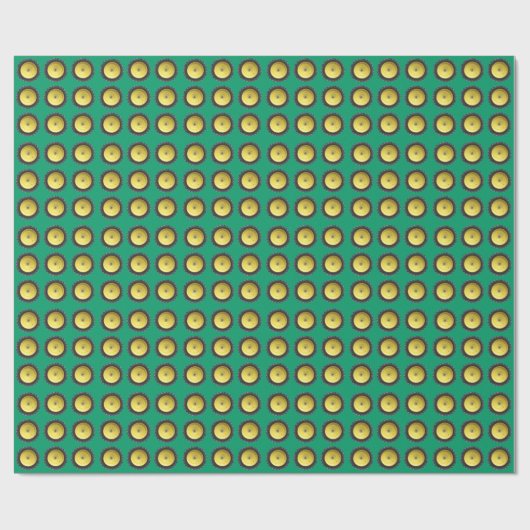 Gelbes Traktorrad auf grünem Hintergrund Geschenkpapier (Flach)