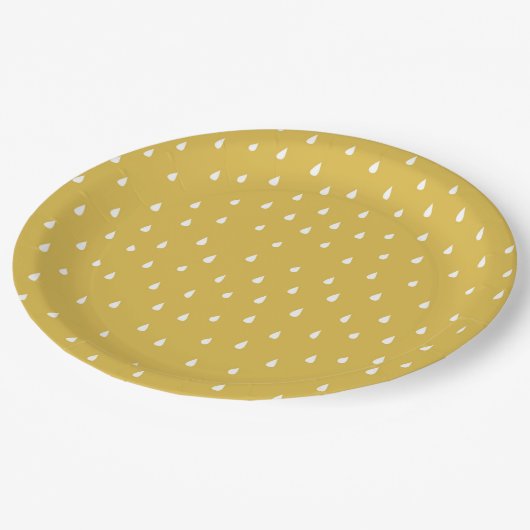 Gelbes Tränengitter-Party Pappteller (Schrägansicht)