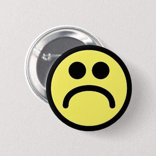 Gelbes trauriges Gesicht Button (Vorne & Hinten)