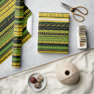 Gelbes Tribal Muster Mix Wrapping Paper Geschenkpapier