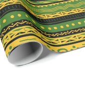 Gelbes Tribal Muster Mix Wrapping Paper Geschenkpapier (Rolleneckpunkt)