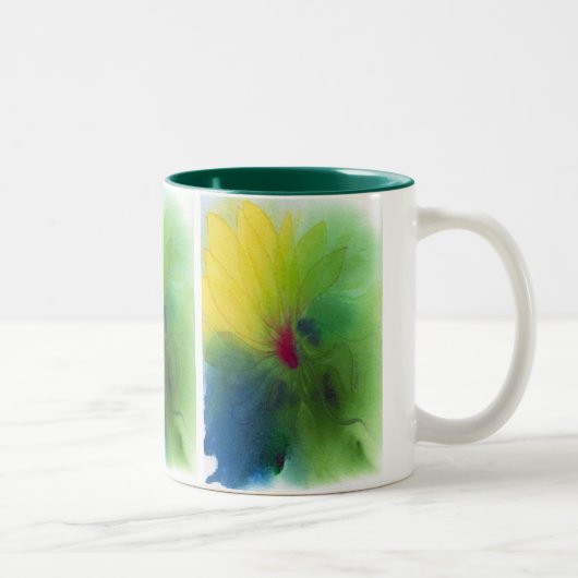 Gelbes Triflower Zweifarbige Tasse (Rechts)