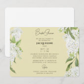 Gelbes Tropfweißes Hydrangeas-Brautparty Einladung (Vorne/Hinten)