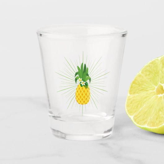 Gelbes tropisches Ananas-Shotglas Schnapsglas (Vorderseite)