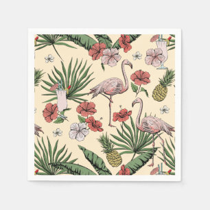 Gelbes tropisches Flamingo-Muster Serviette