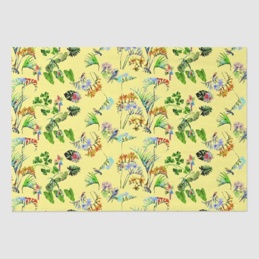 Gelbes tropisches Paradies Seidenpapier (Vorderseite)