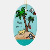 Gelbes tropisches Weihnachten Labradors Keramik Ornament (Rechts)