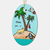 Gelbes tropisches Weihnachten Labradors Keramik Ornament (Links)