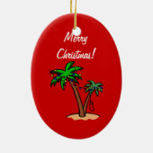 Gelbes tropisches Weihnachten Labradors Keramik Ornament (Hinten)