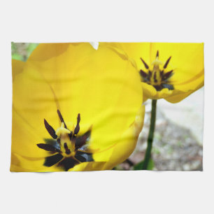 Gelbes Tulpe-Tee-Tuch Geschirrtuch