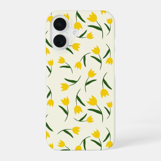 Gelbes Tulpenmuster iPhone 16 Hülle (Rückseite)