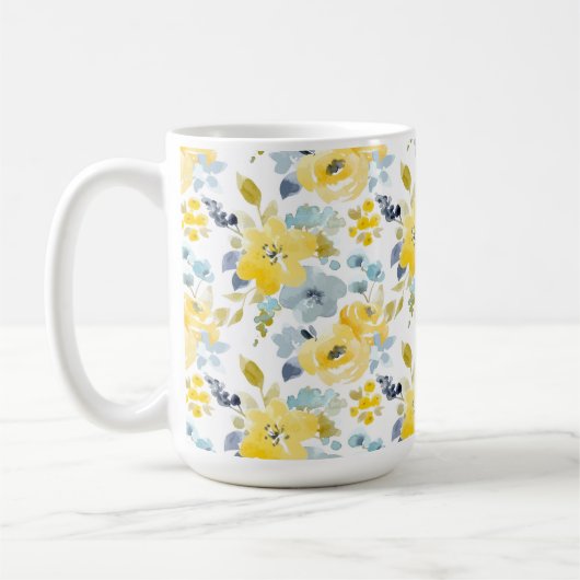Gelbes u. blaues Aquarell-Muster Kaffeetasse (Links)