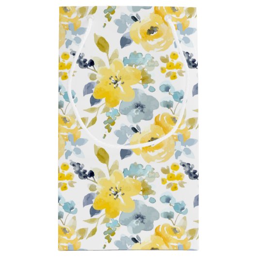 Gelbes u. blaues Aquarell-Muster Kleine Geschenktüte (Rückseite)