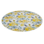 Gelbes u. blaues Aquarell-Muster Schneidebrett (Ecke)