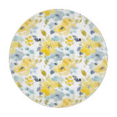 Gelbes u. blaues Aquarell-Muster Schneidebrett (Vorderseite)