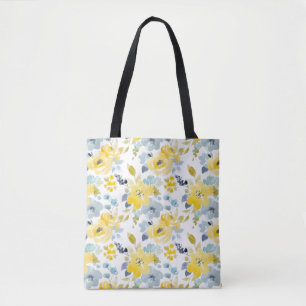 Gelbes u. blaues Aquarell-Muster Tasche