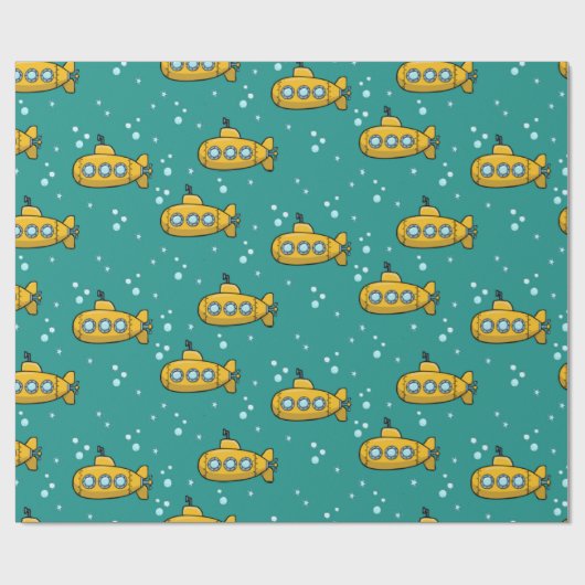 Gelbes U-Boot-Aquamariner Hintergrund Geschenkpapier (Flach)