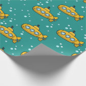 Gelbes U-Boot-Aquamariner Hintergrund Geschenkpapier (Ecke)
