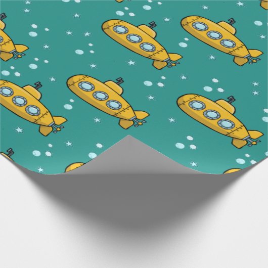 Gelbes U-Boot-Aquamariner Hintergrund Geschenkpapier (Ecke)