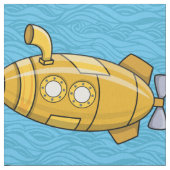 Gelbes U-Boot-Cartoon Stoff (Nahaufnahme)
