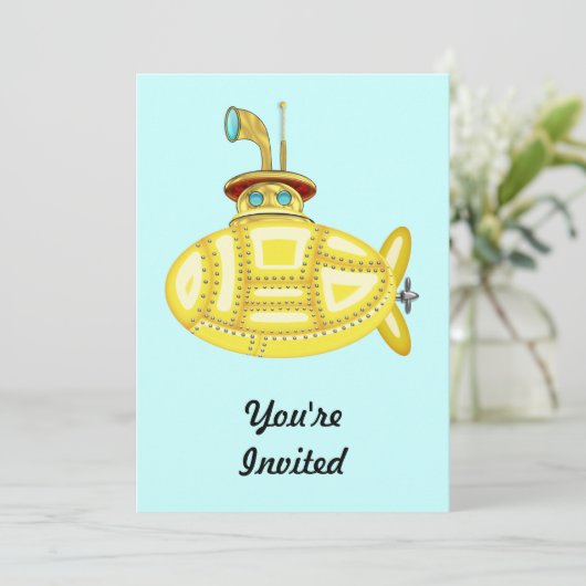 Gelbes U-Boot Einladung (Stehend Vorderseite)